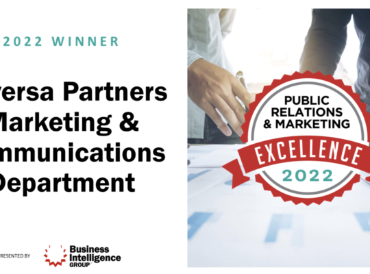 Daversa Partners Wins 2022 Public Relations and Marketing Excellence Award Presented by Business Intelligence